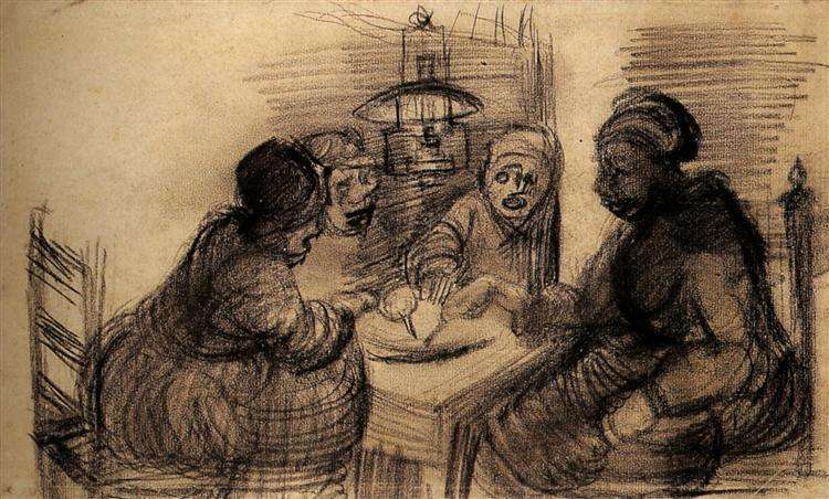 Cztery osoby jedzące posiłek - van Gogh