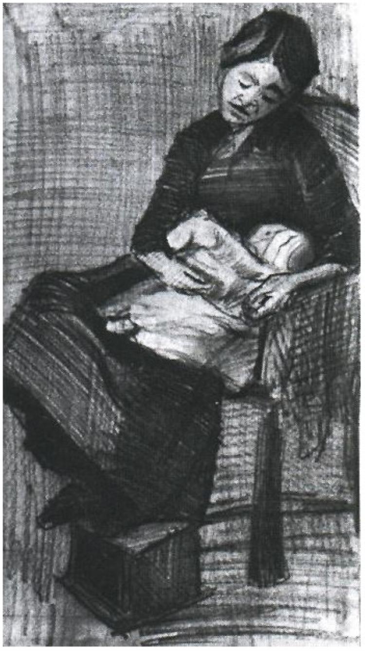 Rysunek van Gogha  - Sien karmiąca dziecko